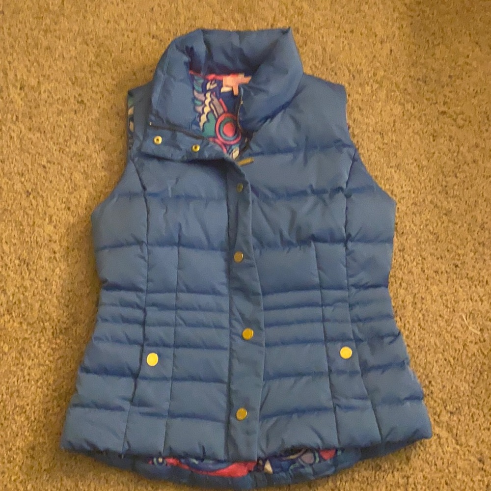 Lilly Pulitzer EUC Puffer Vest Blue Small